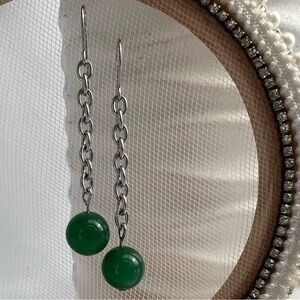 AVENTURINE Dangle Earrings on Stainless Steel Chain